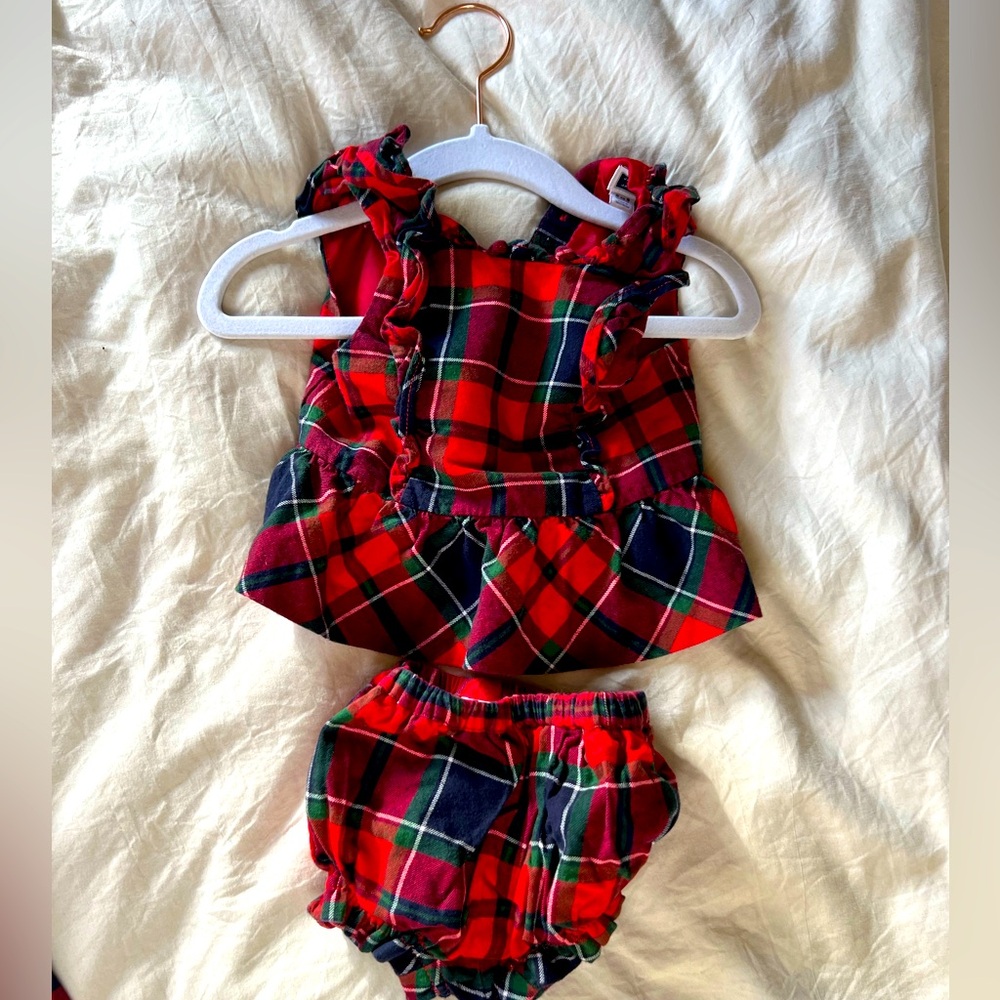 Jamie & Jack Christmas Plaid set for baby girl 0-3M